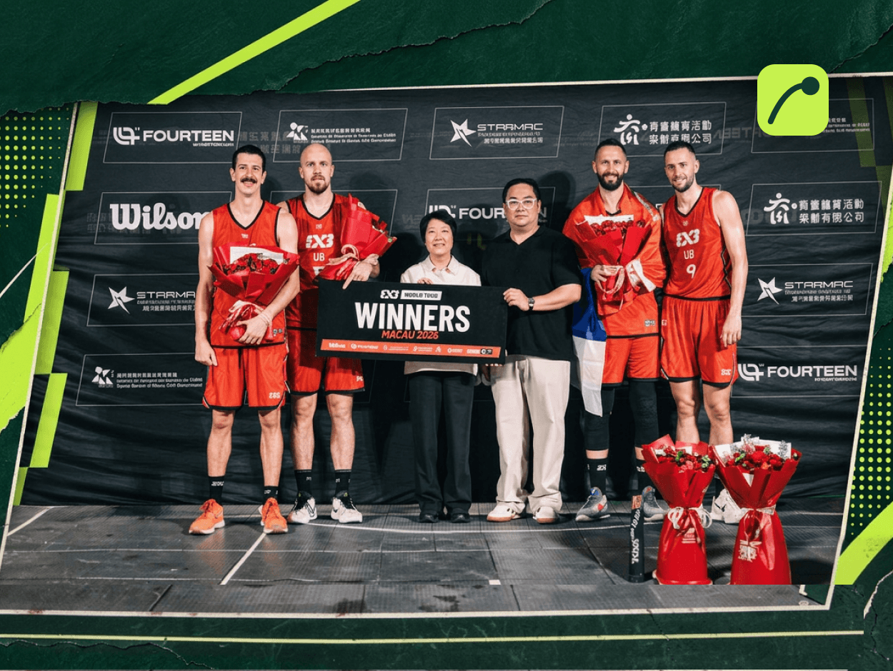 FIBA 3x3 Ub team members celebrating victory at the Macau World Tour final