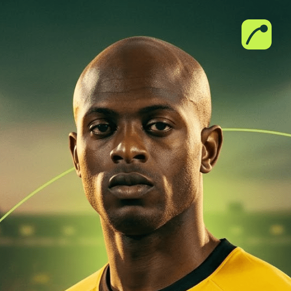 Luton Shelton, Jamaica forward, in a yellow Jamaica kit